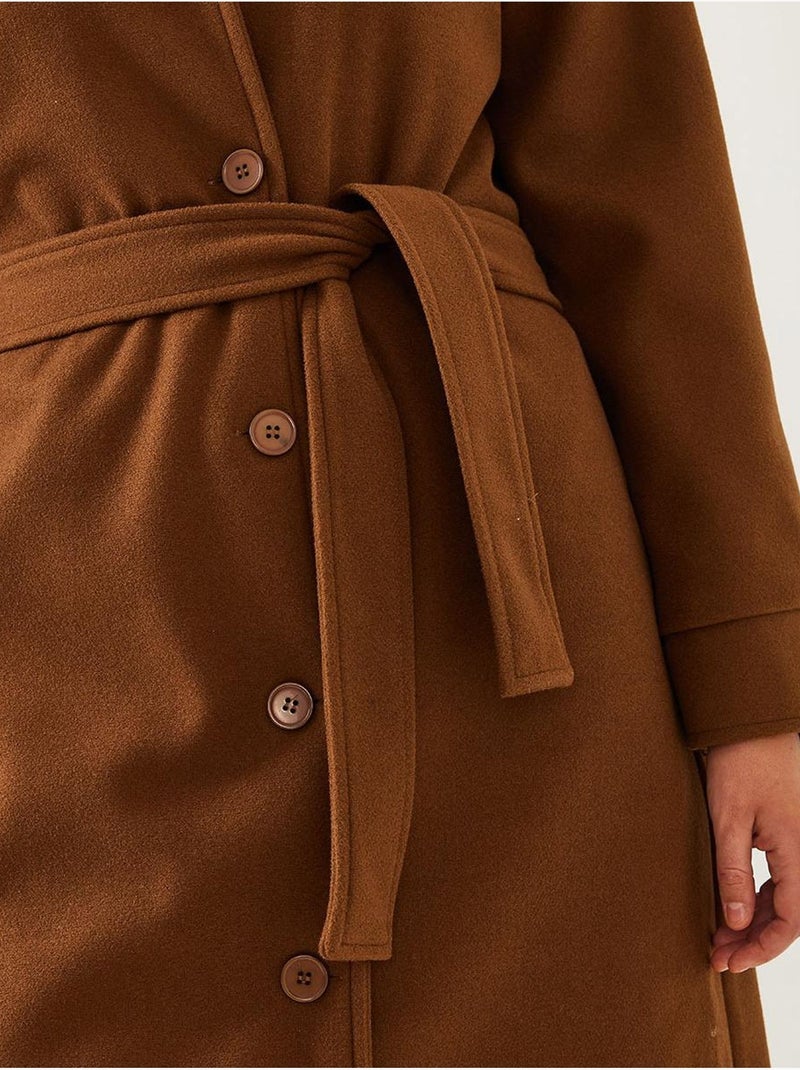 Manteau long en laine ceinturé bianco lucci Marron chocolat - Kiabi