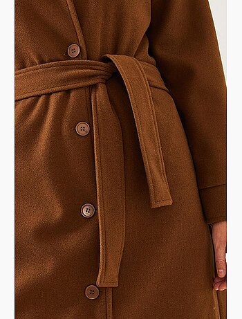 Manteau long en laine ceinturé lucci