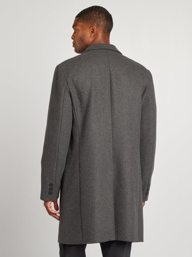 Manteau long en laine mélangé Gris - Kiabi