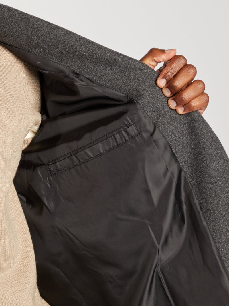 Manteau long en laine mélangé Gris - Kiabi