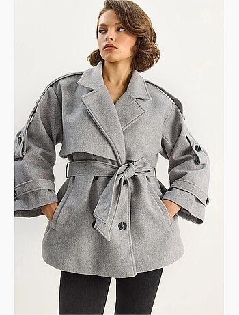 Manteau long en peluche à double boutonnage lucci