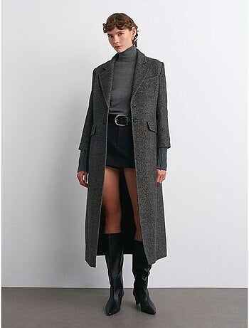 Manteau Long En Tweed Texturé