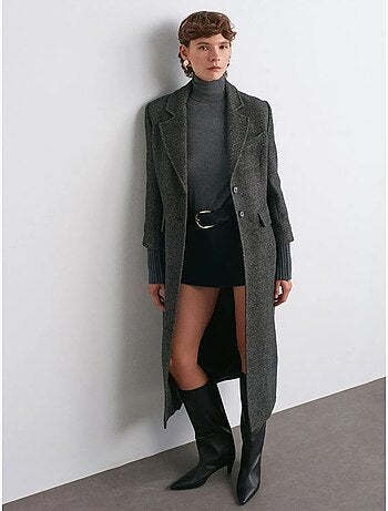 Manteau Long En Tweed Texturé