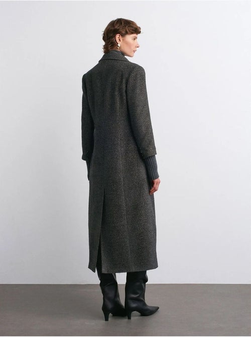 Manteau Long En Tweed Texturé - Kiabi