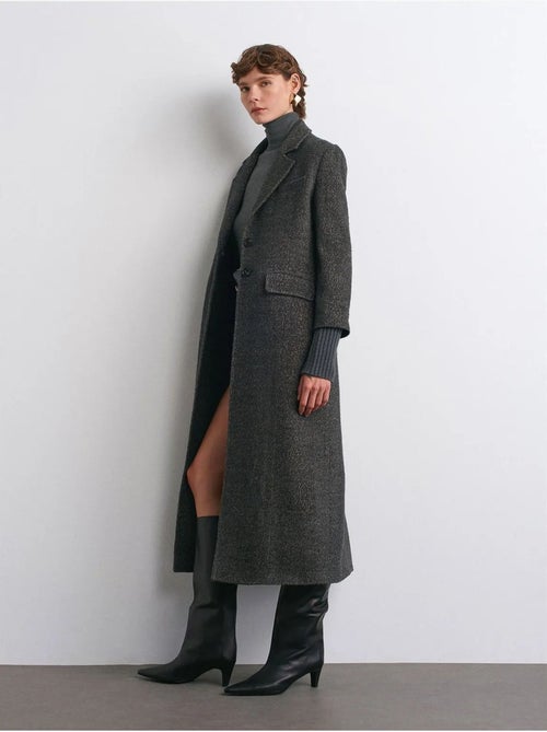 Manteau Long En Tweed Texturé - Kiabi