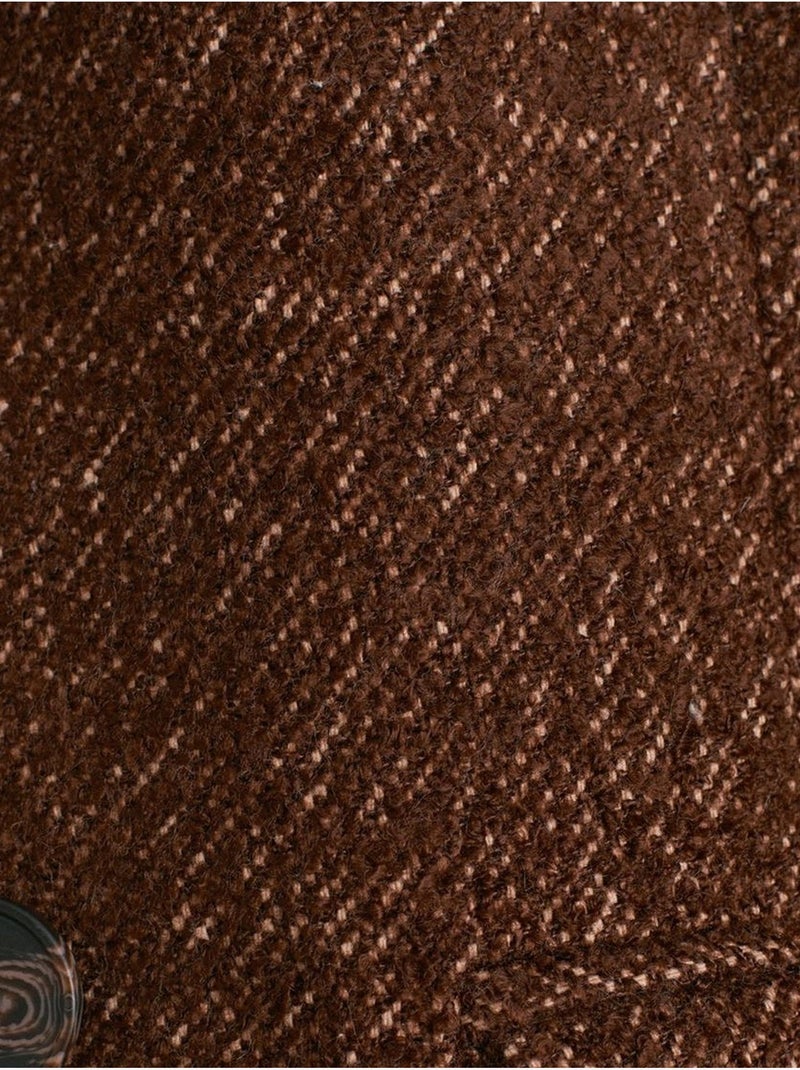 Manteau Long En Tweed Texturé Marron - Kiabi