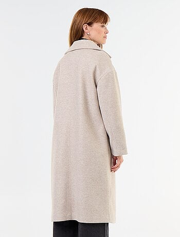 Manteau long esprit lainage à col tailleur