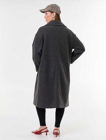 Manteau long esprit lainage à col tailleur