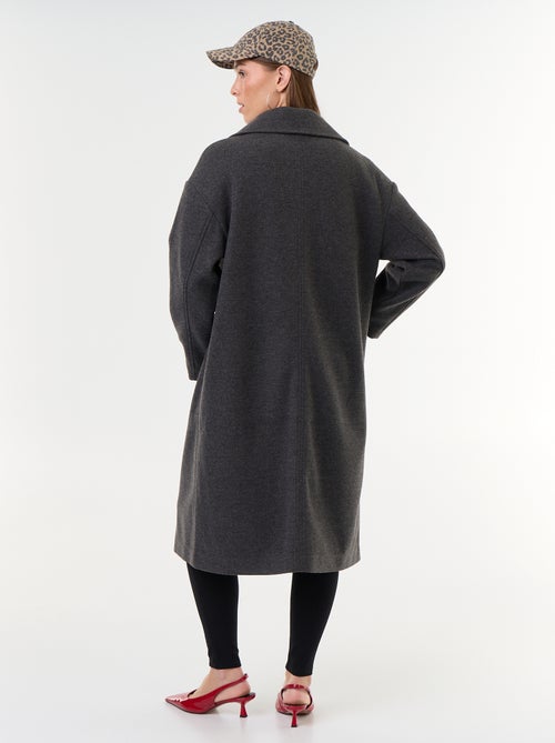 Manteau long esprit lainage à col tailleur - Kiabi