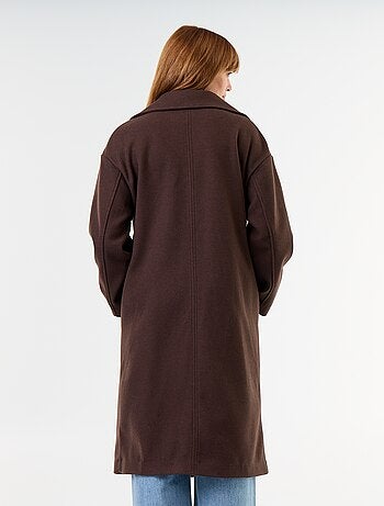 Manteau long esprit lainage à col tailleur