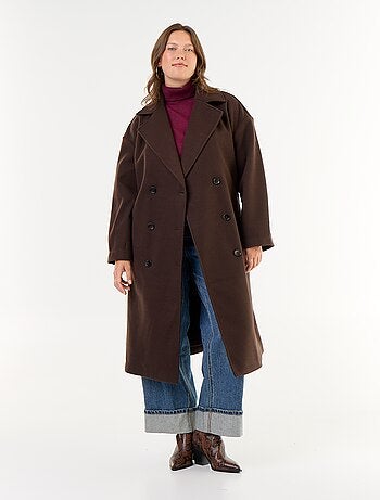 Manteau long esprit lainage avec col tailleur