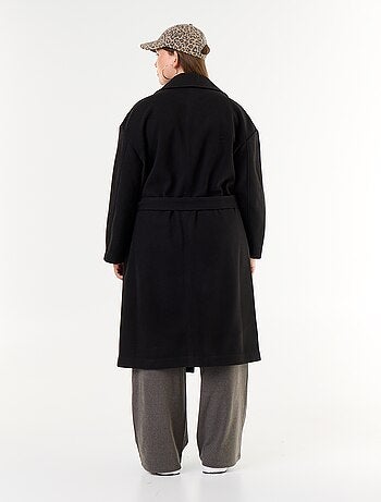 Manteau long esprit lainage avec col tailleur