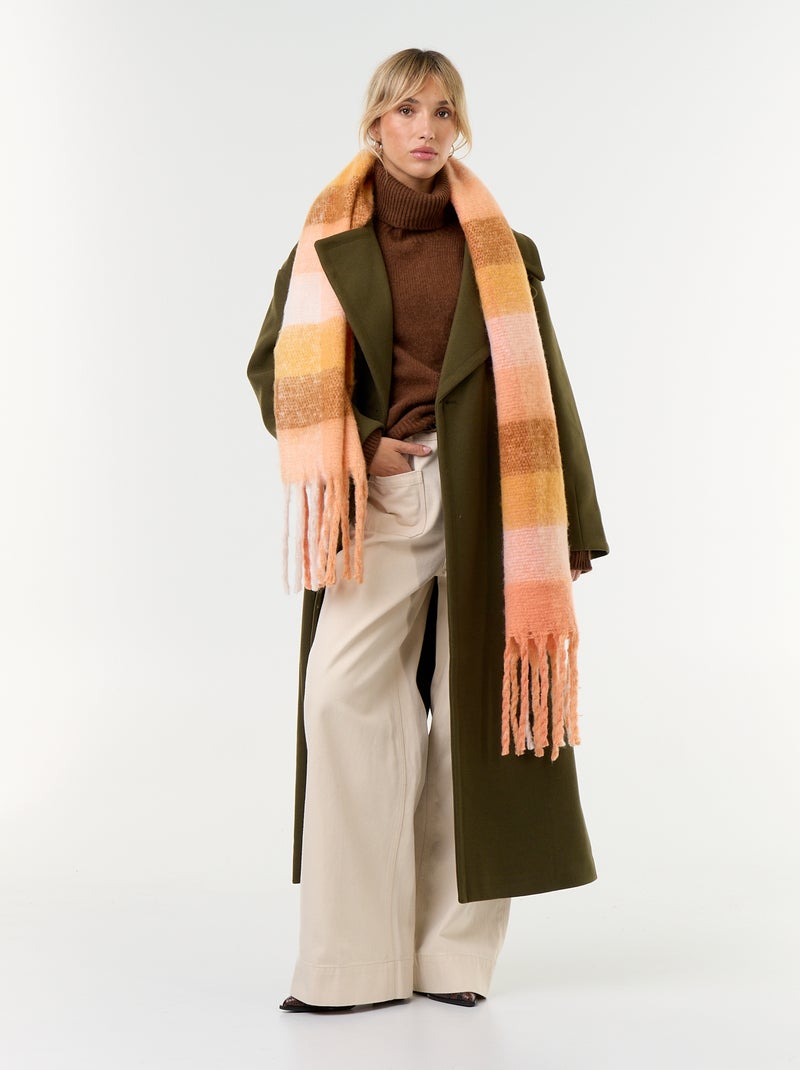 Manteau long esprit lainage Vert - Kiabi