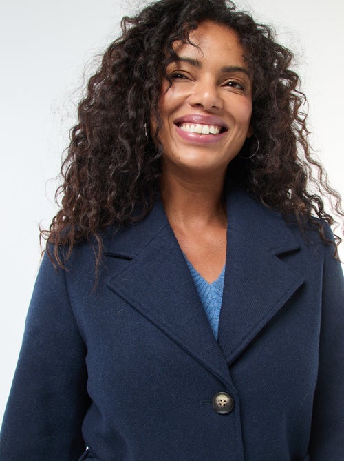 Manteau long façon lainage avec ceinture - Kiabi