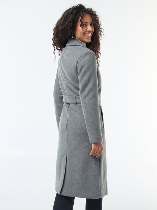 Manteau long façon lainage avec ceinture - Kiabi
