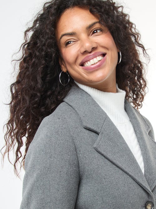 Manteau long façon lainage avec ceinture - Kiabi