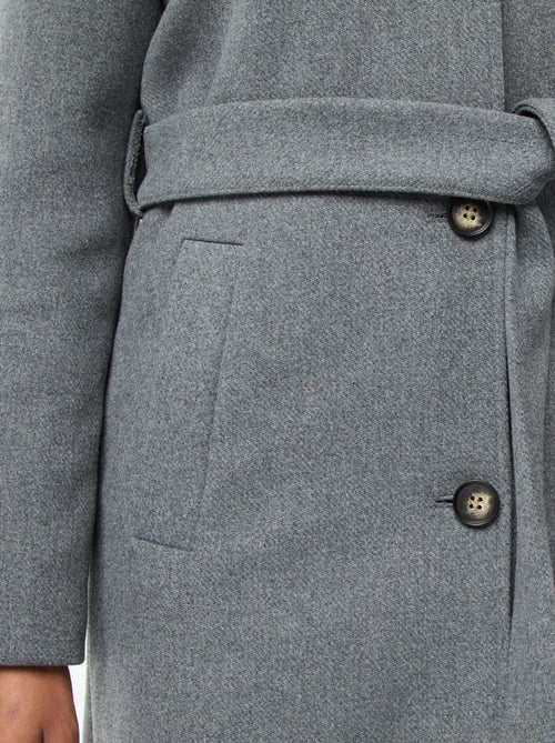 Manteau long façon lainage avec ceinture - Kiabi