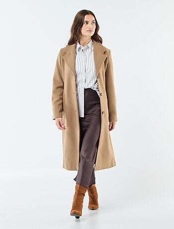 Manteau long façon lainage avec ceinture