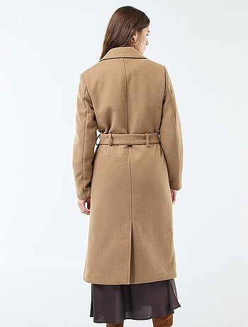 Manteau long façon lainage avec ceinture