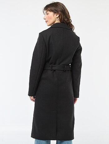 Manteau long façon lainage avec ceinture