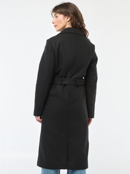 Manteau long façon lainage avec ceinture - Kiabi