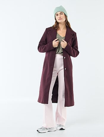 Manteau long façon lainage avec ceinture