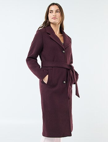 Manteau long façon lainage avec ceinture