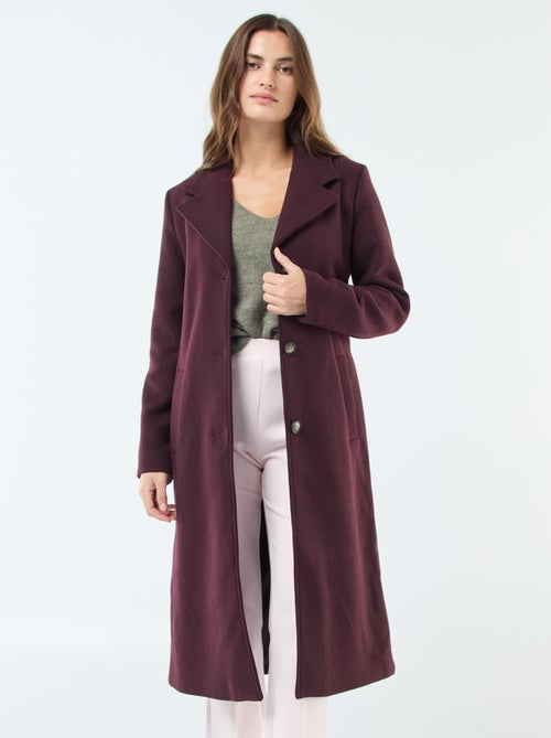 Manteau long façon lainage avec ceinture - Kiabi