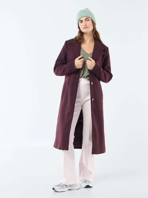 Manteau long façon lainage avec ceinture - Kiabi