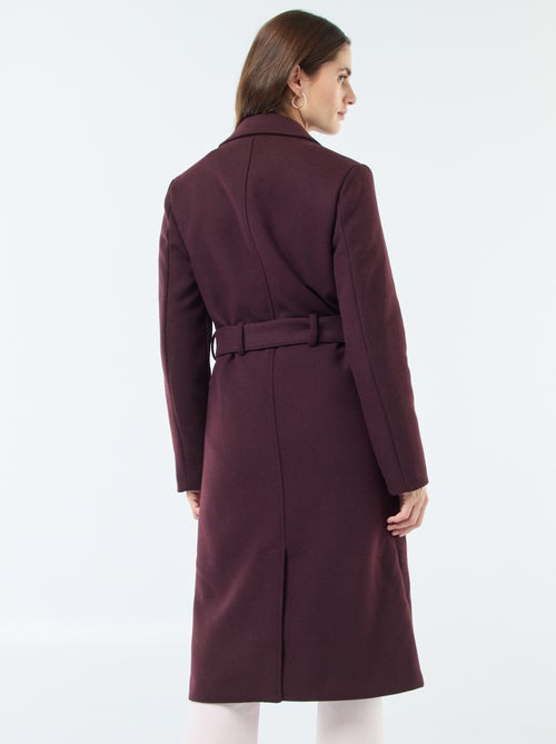Manteau long façon lainage avec ceinture - Kiabi