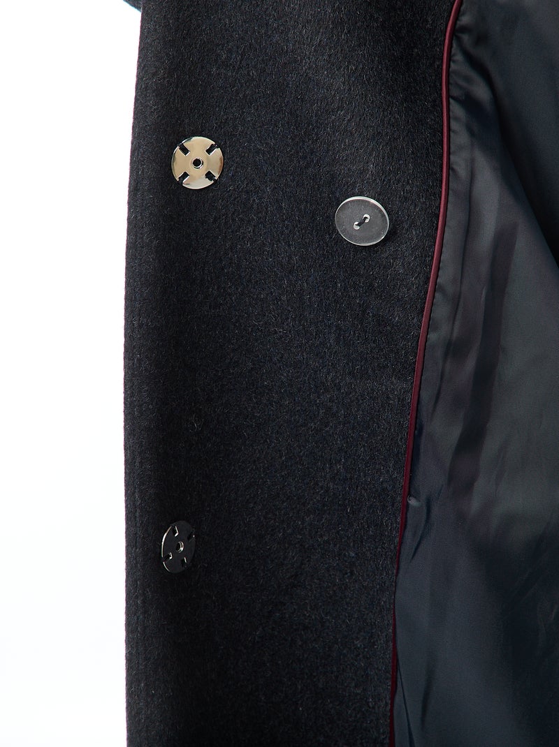 Manteau long façon lainage col rond avec écharpe cousue Bleu - Kiabi