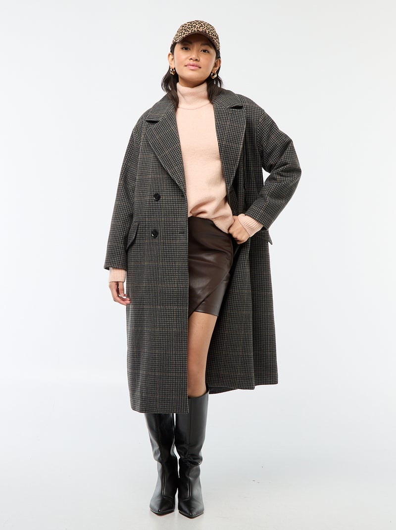 Manteau long façon lainage Gris - Kiabi