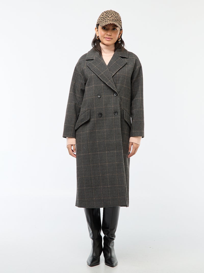 Manteau long façon lainage Gris - Kiabi