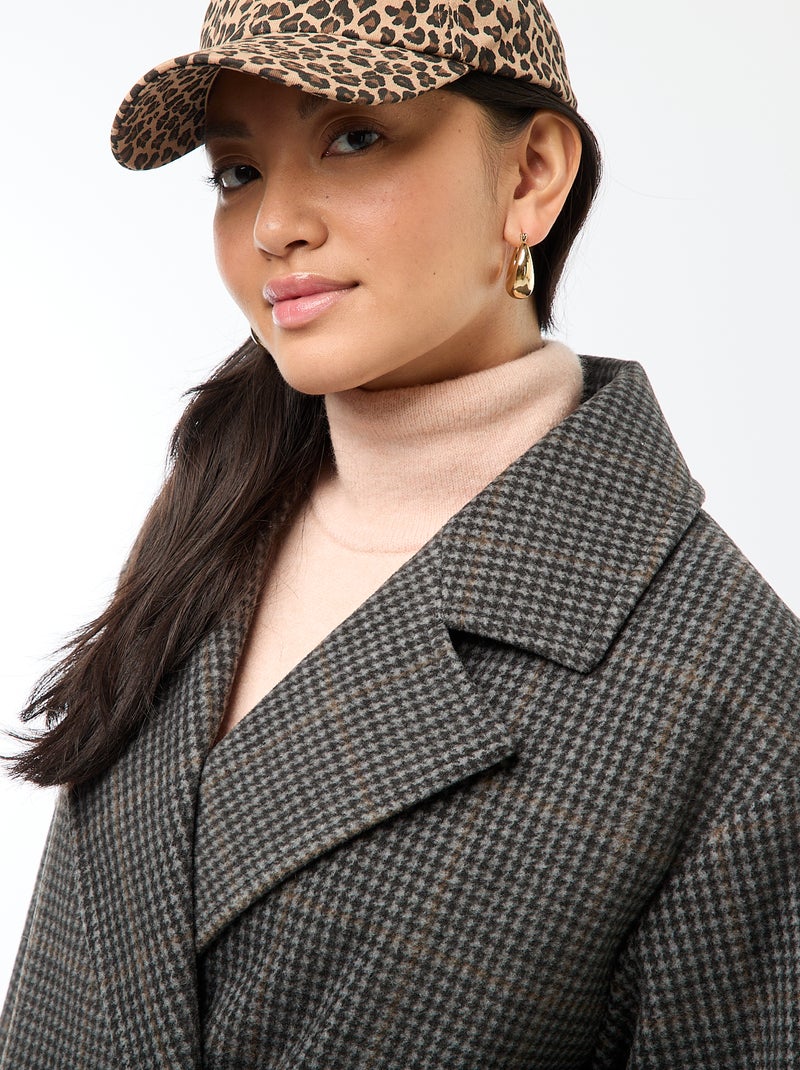 Manteau long façon lainage Gris - Kiabi