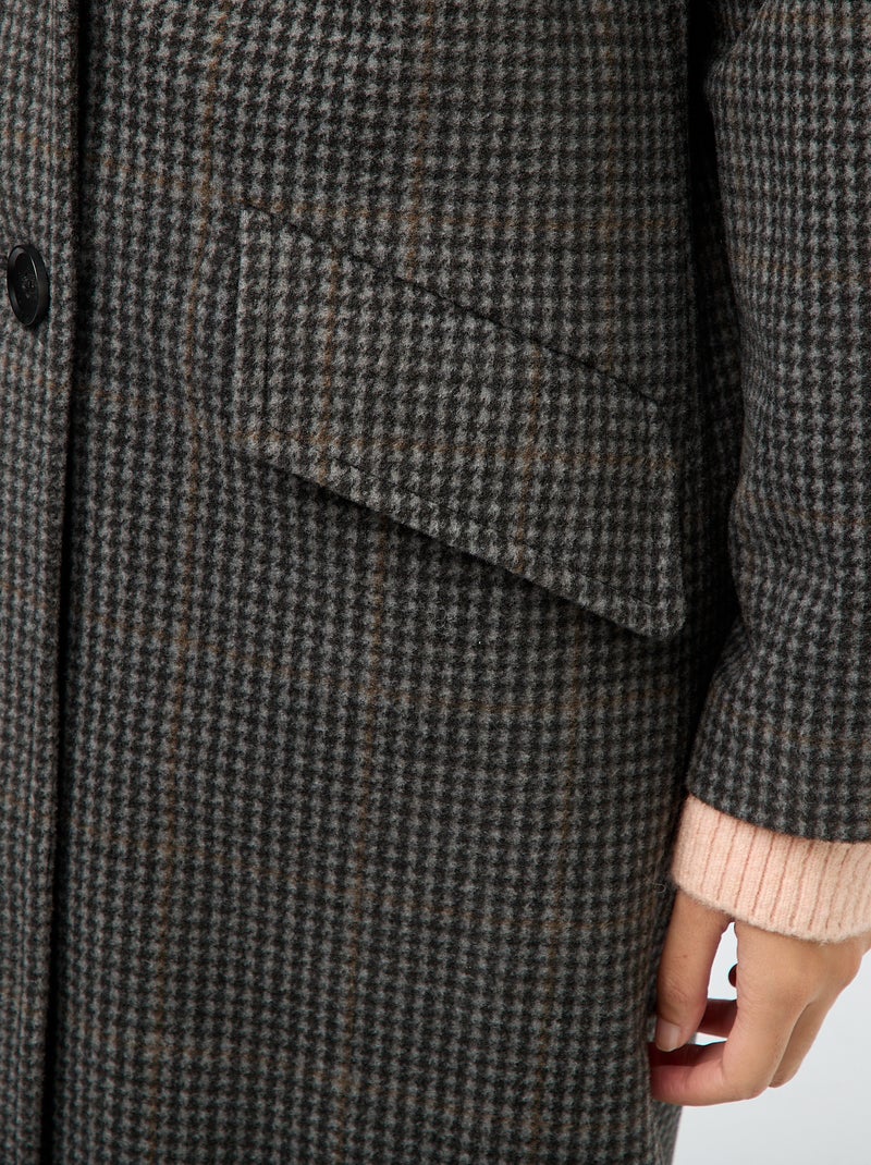 Manteau long façon lainage Gris - Kiabi