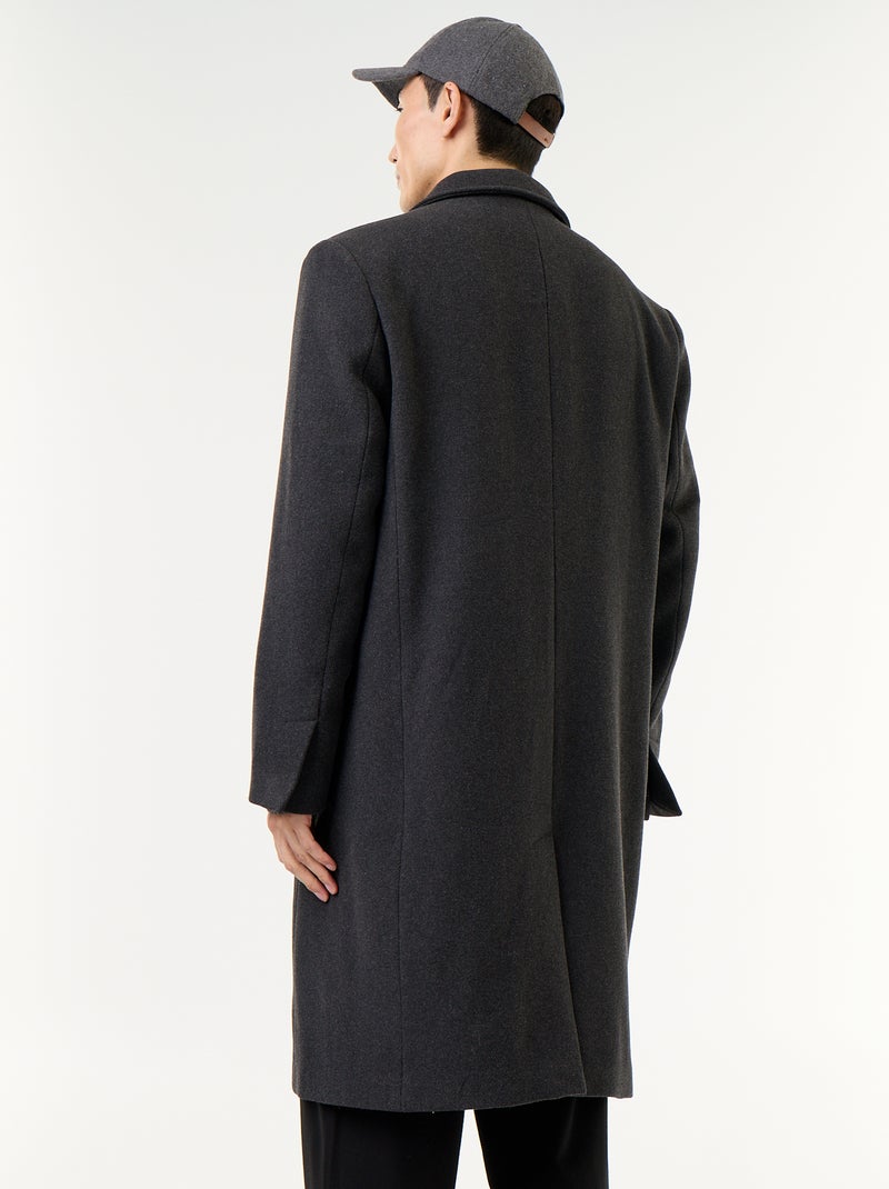 Manteau long façon lainage Gris - Kiabi