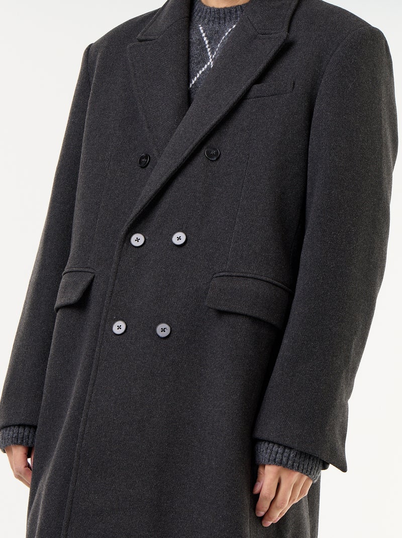 Manteau long façon lainage Gris - Kiabi