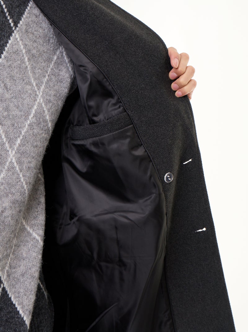 Manteau long façon lainage Gris - Kiabi