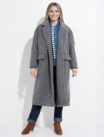 Manteau long façon laine bouillie - afibel