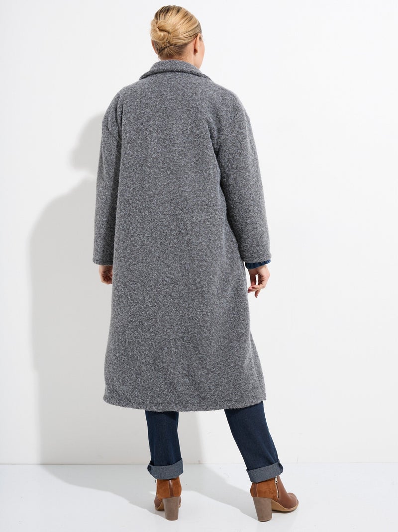 Manteau long façon laine bouillie - afibel Gris - Kiabi