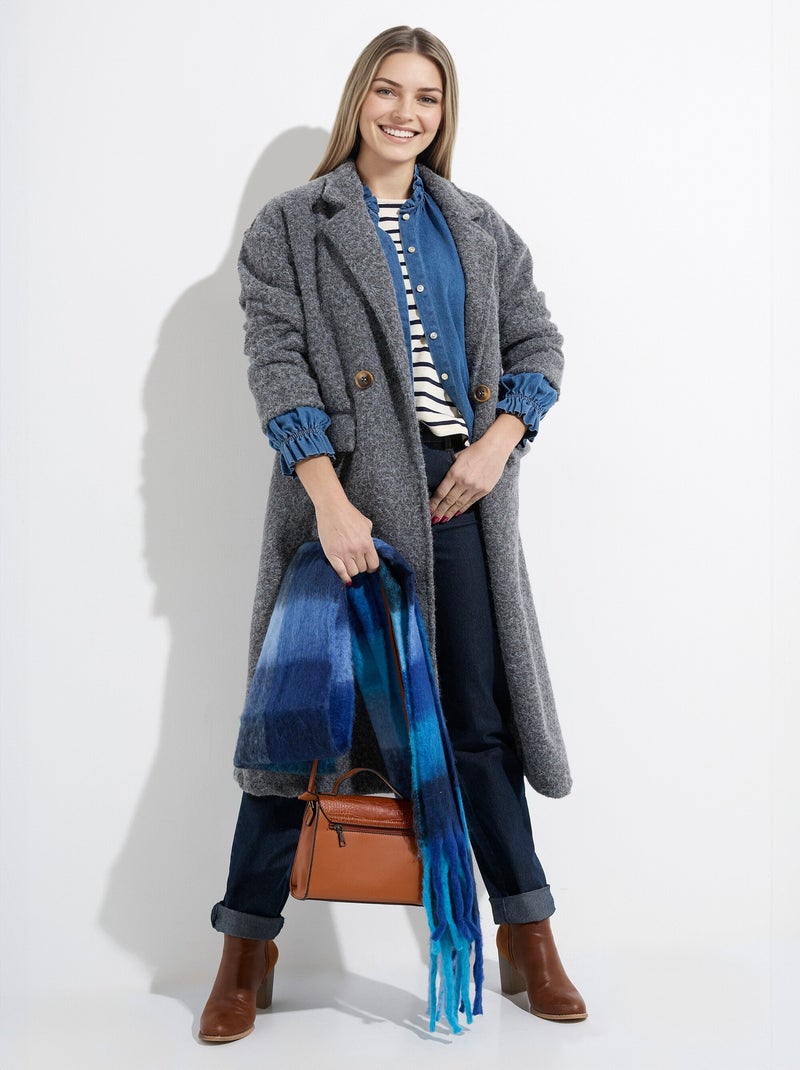 Manteau long façon laine bouillie - afibel Gris - Kiabi