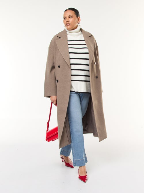 Manteau long faux lainage avec 2 poches à rabat - Kiabi