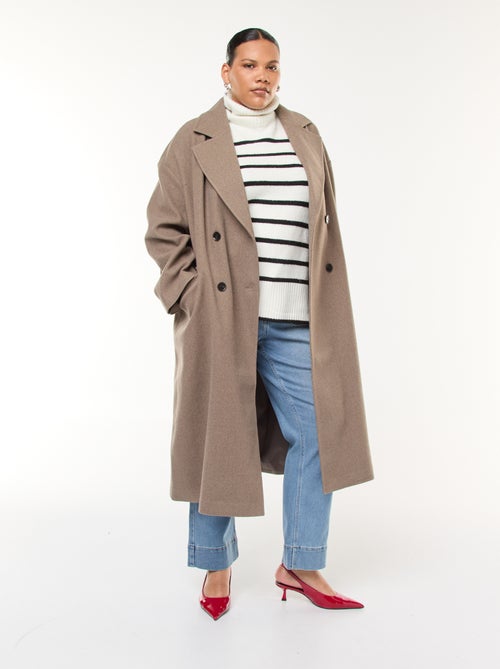 Manteau long faux lainage avec 2 poches à rabat - Kiabi