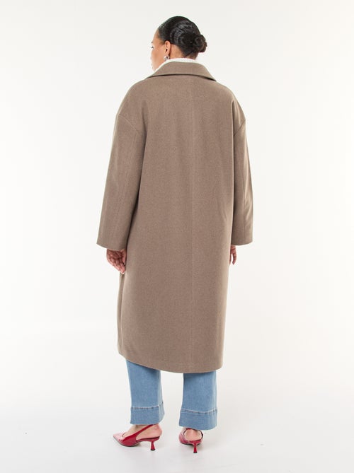 Manteau long faux lainage avec 2 poches à rabat - Kiabi