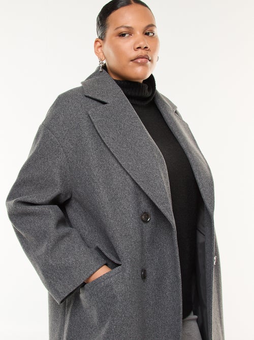Manteau long faux lainage avec 2 poches à rabat - Kiabi
