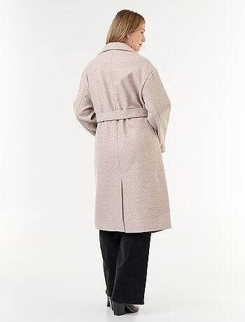 Manteau long faux lainage col tailleur