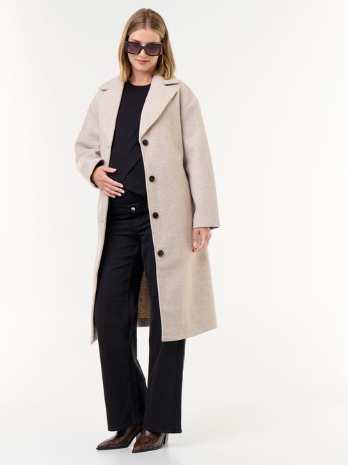 Manteau long faux lainage col tailleur - Kiabi
