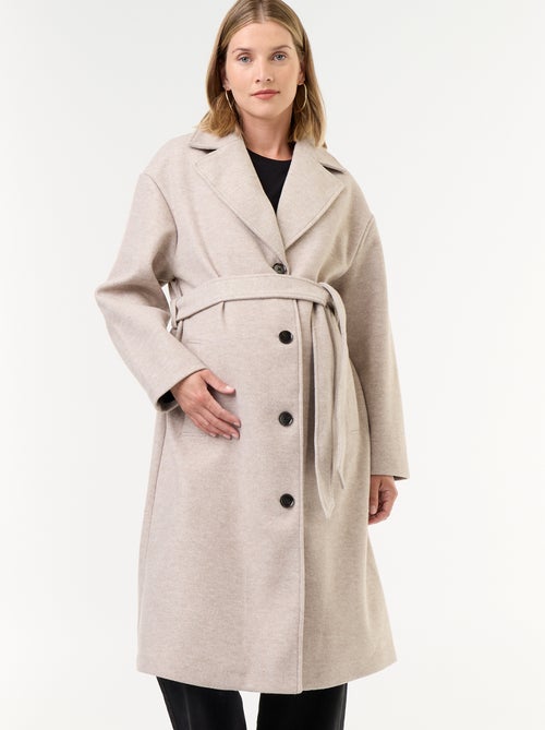Manteau long faux lainage col tailleur - Kiabi