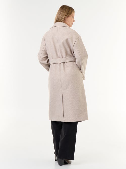 Manteau long faux lainage col tailleur - Kiabi