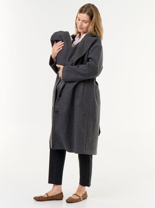 Manteau long faux lainage col tailleur - Kiabi